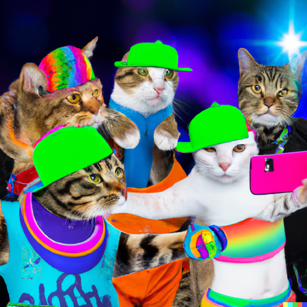 AI GANs Generated Photo of Cats Taking a Selfie on SelfieYo at a Concert